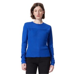 NWT Dee Ocleppo Fiona Rib Stitch Long Sleeve Pullover Sweater Blue XL